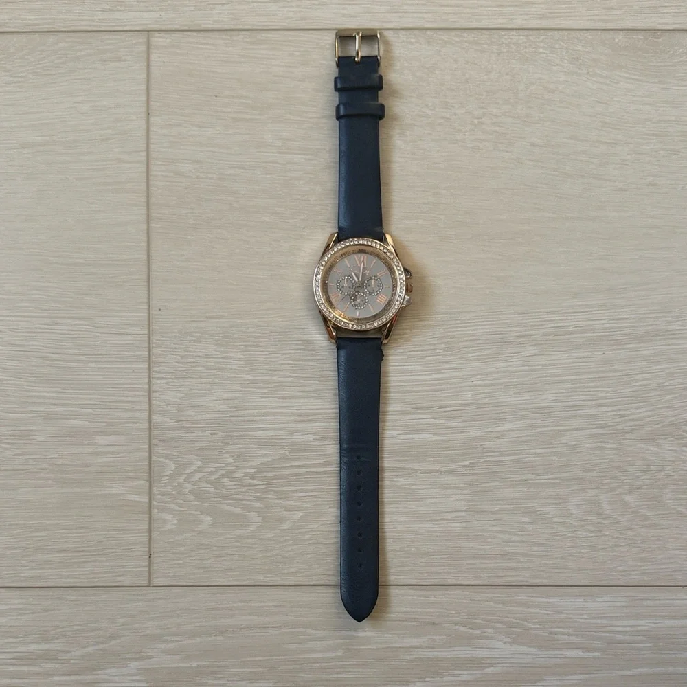 3/$10 Jessica Carlyle Women's Rose Gold Watch with Blue Strap